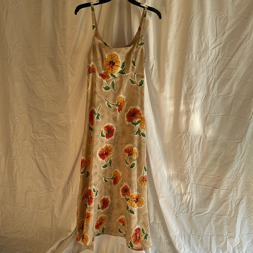 Tan with orange & yellow flowers sundress